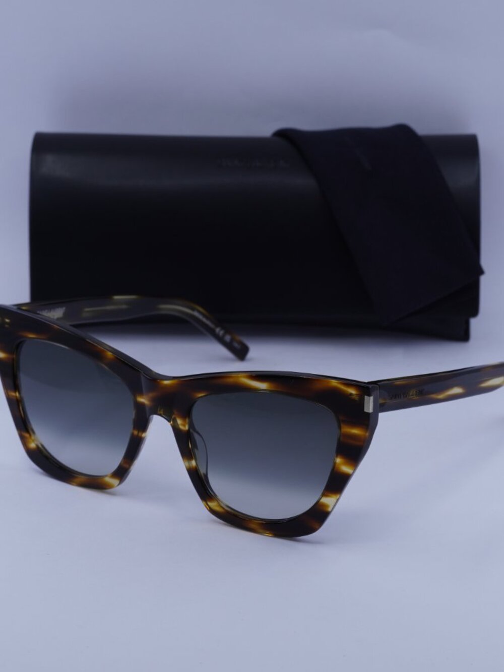 Saint Laurent SL214 KATE 024 Cat Eye Sunglasses - Havana \  Grey